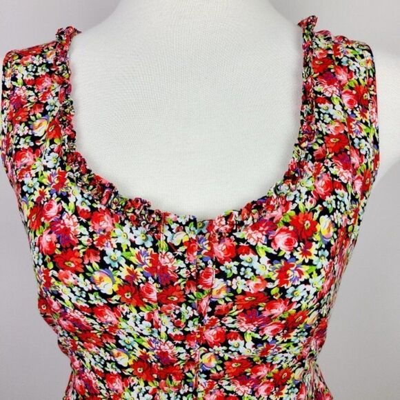 FOREVER 21 Floral Button Front Skater Dress Medium - Picture 2 of 16